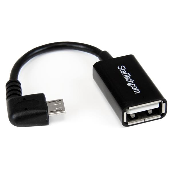 StarTech.com Cable Adaptador Micro USB a USB OTG Acodado a la Derecha de 12cm - Macho a Hembra