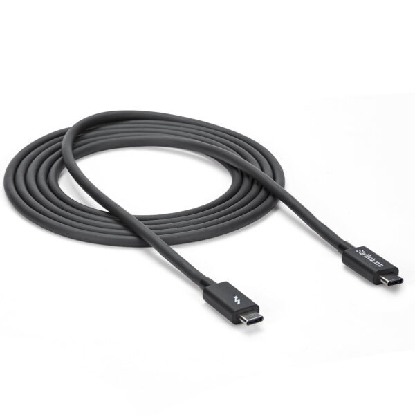 StarTech.com Cable Thunderbolt 3 Pasivo de 2m - 20Gbps - PD 100W - Vídeo 4K - Cable Thunderbolt - Certificado Thunderbolt - Compatible con USB4 / Modo Alt DP - Thunderbolt 4 - USB 3.2 - USB-C