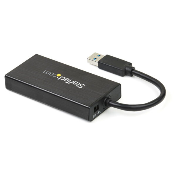 StarTech.com Hub USB 3.0 de Aluminio con Cable - 5Gbps - Concentrador de 3 Puertos USB con Adaptador de Red Ethernet Gigabit