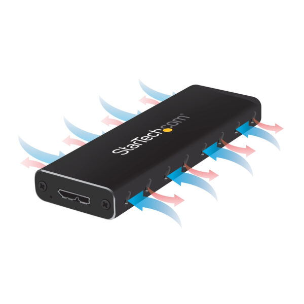 StarTech.com Caja USB 3.0 (5Gbps) a SSD M.2 de Aluminio con UASP - Negro - SATA NGFF M.2 con B Key y B+M Key - Caja Portátil Externa M.2 - No es Compatible con NVMe / AHCI