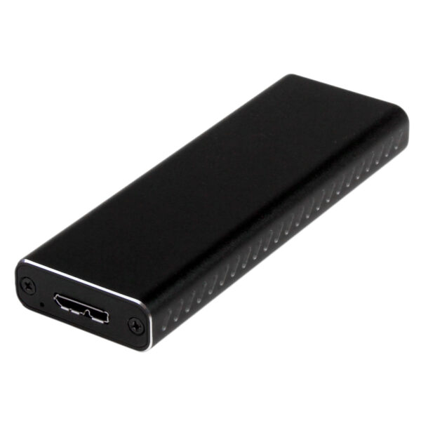 StarTech.com Caja USB 3.0 (5Gbps) a SSD M.2 de Aluminio con UASP - Negro - SATA NGFF M.2 con B Key y B+M Key - Caja Portátil Externa M.2 - No es Compatible con NVMe / AHCI