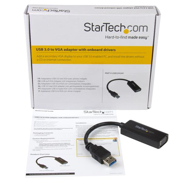 StarTech.com Adaptador Gráfico Conversor USB 3.0 a VGA con Controladores Incorporados - Cable Convertidor - 1920x1200 StarTech.com Adaptador Gráfico Conversor USB 3.0 a VGA con Controladores Incorporados - Cable Convertidor - 1920x1200