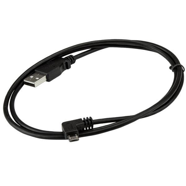 StarTech.com Cable de 1m Micro USB con conector acodado a la derecha - Cable de Carga y Sincronización