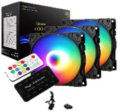 VENTILADOR EZ-08 ARGB FAN SET 3 UNIDADES 120MM ARGB CONTROL REMOTO