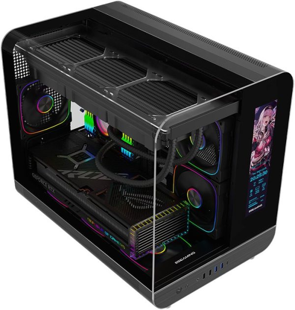 GABINETE GAMER XPH MATX BLACK ARGB 2 FAN MB/ 1 TRASERO/ 3 ARRIBA/ 3 ABAJO C/REMOTO /PANTALLA LCD S/ FUENTE