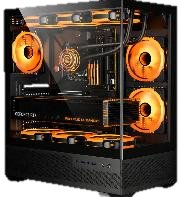 GABINETE GAMER BK01 BLACK ARGB (6 FAN) 2 FAN MB/ 3 FAN ABAJO, 1 FAN TRASERO S/ FUENTE