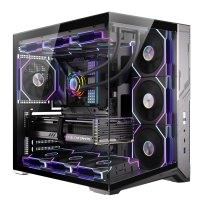 GABINETE GAMER ZERO MAX / ATX/ MATX BLACK ARGB (7 FAN) 3 FAN MB/ 3 FAN ABAJO, 1 FAN TRASERO S/ FUENTE/ USB 3.0/ USB C