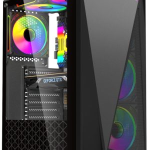 GABINETE GAMER U09 4 FAN ARGB/ 1 FAN REAR/ 3 FRONT/ ATX/ M-ATX/ I-ATX/ USB 3.0/USB 2.0/AUDIO SIN FUENTE / ESGAMING