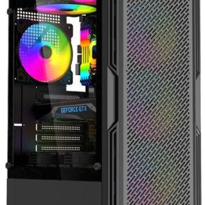 GABINETE GAMER HA06 4 FAN ARGB/ 1 FAN REAR/ 3 FRONT/ ATX/ M-ATX/ I-ATX/ USB 3.0/USB 2.0/AUDIO SIN FUENTE / ESGAMING