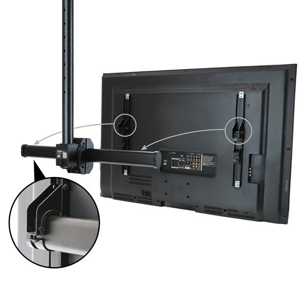 StarTech.com Soporte de Techo para TV - Soporte Universal de Cielo Raso para TV de Movimiento Total con Mástil Telescópico Largo Ajustable - Soporte VESA para Pantallas 32" a 75" - Giro e Inclinación