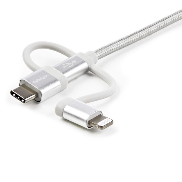 StarTech.com Cable Trenzado de 1m USB a Lightning USB-C y Micro USB - Cable Cargador para Teléfono Móvil iPhone iPad Tablet StarTech.com Cable Trenzado de 1m USB a Lightning USB-C y Micro USB - Cable Cargador para Teléfono Móvil iPhone iPad Tablet