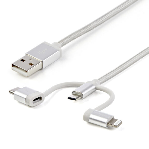 StarTech.com Cable Trenzado de 1m USB a Lightning USB-C y Micro USB - Cable Cargador para Teléfono Móvil iPhone iPad Tablet StarTech.com Cable Trenzado de 1m USB a Lightning USB-C y Micro USB - Cable Cargador para Teléfono Móvil iPhone iPad Tablet