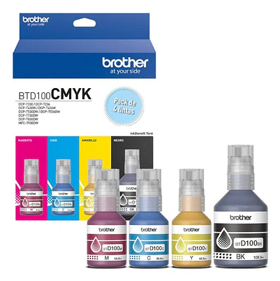 Brother BTD100CMYK cartucho de tinta 4 pieza(s) Original Rendimiento estándar Negro, Cian, Magenta, Amarillo Brother BTD100CMYK cartucho de tinta 4 pieza(s) Original Rendimiento estándar Negro, Cian, Magenta, Amarillo