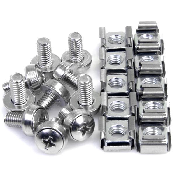 StarTech.com Paquete de 50 Tornillos M6 12mm, Tuercas de Jaula Cuadradas y Herramienta de Instalación - Kit de Montaje de Hardware Para Rack de Servidores 19" o 10", Armarios y Racks - Plata - TAA