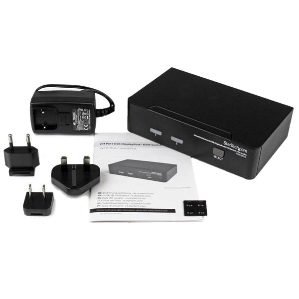 StarTech.com Conmutador Switch Profesional KVM 2 Puertos Vídeo DisplayPort - USB con Audio - 2560x1600