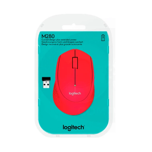 Logitech Mouse Optico Inalambrico M280 Rojo 2.4GHz