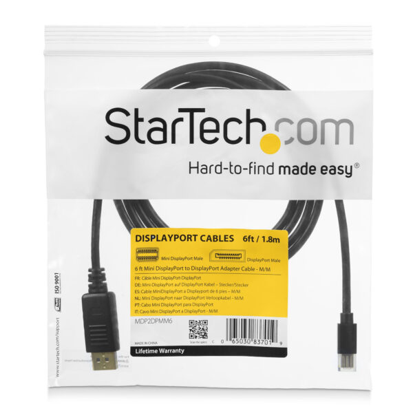 StarTech.com Cable de 3m Mini DisplayPort a DisplayPort 1.2 - Cable Adaptador Mini DisplayPort a DisplayPort 4K x 2K UHD - Cable para Monitor Mini DP a DP StarTech.com Cable de 3m Mini DisplayPort a DisplayPort 1.2 - Cable Adaptador Mini DisplayPort a DisplayPort 4K x 2K UHD - Cable para Monitor Mini DP a DP
