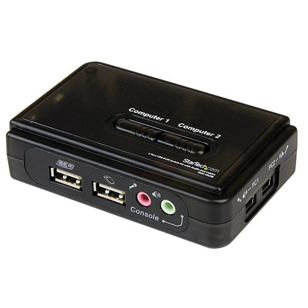 StarTech.com Juego de Conmutador KVM de 2 puertos con todo incluido - USB - Audio y Vídeo VGA