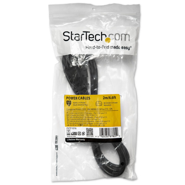 StarTech.com PXTF1016 cable de transmisión Negro 1,8 m NEMA 5-15P C13 acoplador StarTech.com Adaptador de tarjeta CFast a SATA con carcasa protectora - Compatible con SATA III 6Gbps