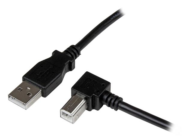 StarTech.com Cable Adaptador USB 2m para Impresora Acodado - 1x USB A Macho - 1x USB B Macho en Ángulo Derecho