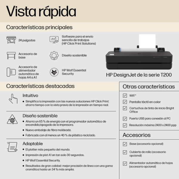 HP Designjet Impresora T250 de 24 pulgadas; edición 2025 HP Designjet Impresora T250 de 24 pulgadas; edición 2025