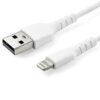 StarTech.com Cable Resistente USB-A a Lightning de 1 m Blanco - Cable de Alimentación y Sincronización USB Tipo A a Lightning con Fibra de Aramida Robusta - Con Certificación MFi de Apple - iPad/iPhone 12 StarTech.com Cable Resistente USB-A a Lightning de 1 m Blanco - Cable de Alimentación y Sincronización USB Tipo A a Lightning con Fibra de Aramida Robusta - Con Certificación MFi de Apple - iPad/iPhone 12