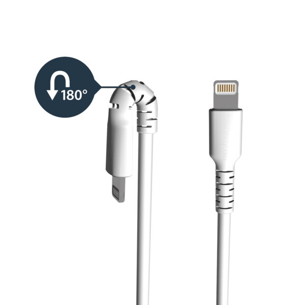StarTech.com Cable Resistente USB-A a Lightning de 2 m Blanco - Cable de Alimentación y Sincronización USB Tipo A a Lightning con Fibra de Aramida Robusta - Con Certificación MFi de Apple - iPad/iPhone 12