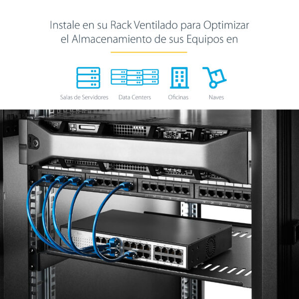 StarTech.com Bandeja Estante Ventilado de 1U para Armario Rack de Servidores de 19 Pulgadas - de 10 Pulgadas (254mm) de Profundidad - Acero de Servicio Pesado - Capacidad de 20kg - Negro StarTech.com Bandeja Estante Ventilado de 1U para Armario Rack de Servidores de 19 Pulgadas - de 10 Pulgadas (254mm) de Profundidad - Acero de Servicio Pesado - Capacidad de 20kg - Negro