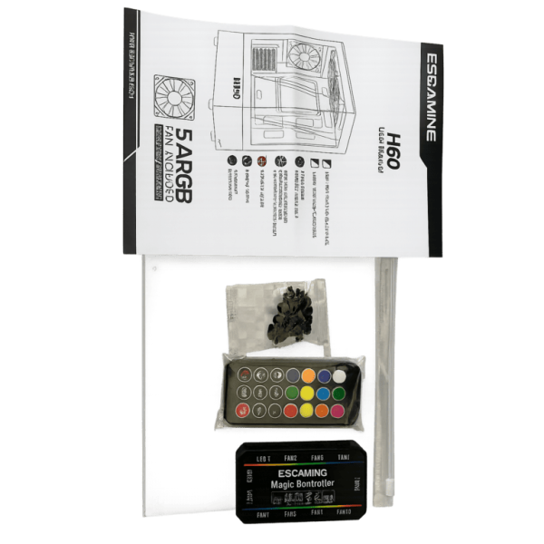 Esgaming Gabinete Gamer H60-BK 5 Fan ARGB