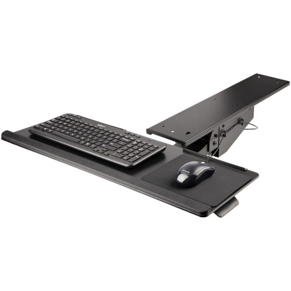 StarTech.com Bandeja para Teclado y Ratón para Debajo del Escritorio - de 30cm x 78cm - de Altura Ajustable - Soporte Ergonómico para Teclado y Mouse con Soporte para las Muñecas - Giro e Inclinación