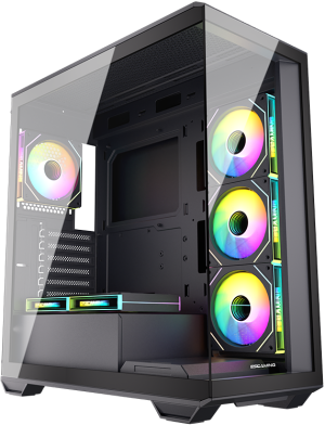 ESGAMING GABINETE GAMER GILGAMESH(K6-BK) ATX BLACK ARGB (6 FAN) 3 FAN MB/ 2 FAN ABAJO, 1 FAN TRASERO S/ FUENTE