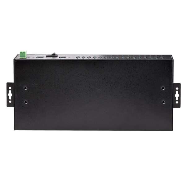 StarTech.com Hub Ladrón USB 3.0 5Gb de 16 Puertos Industrial - Metal - Montaje en Rack/Superficie/DIN - Carga Compartida USB 120W - ESD - Bloque de Terminales - Switch de 2 Hosts