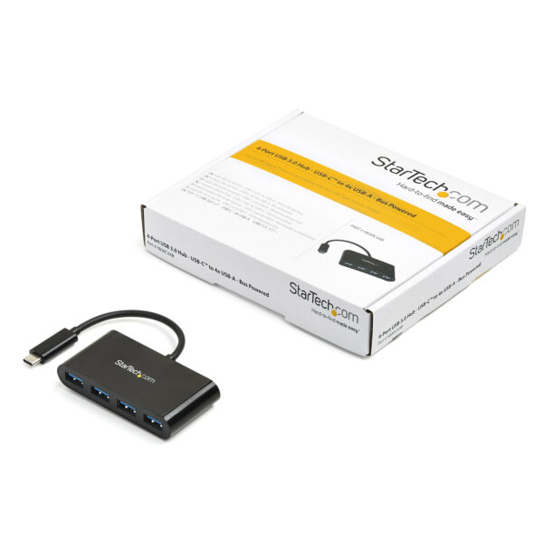 StarTech.com Hub Concentrador USB 3.0 (5Gbps) de 4 Puertos - Ladrón USB-C a 4x USB A - Alimentado por el Bus