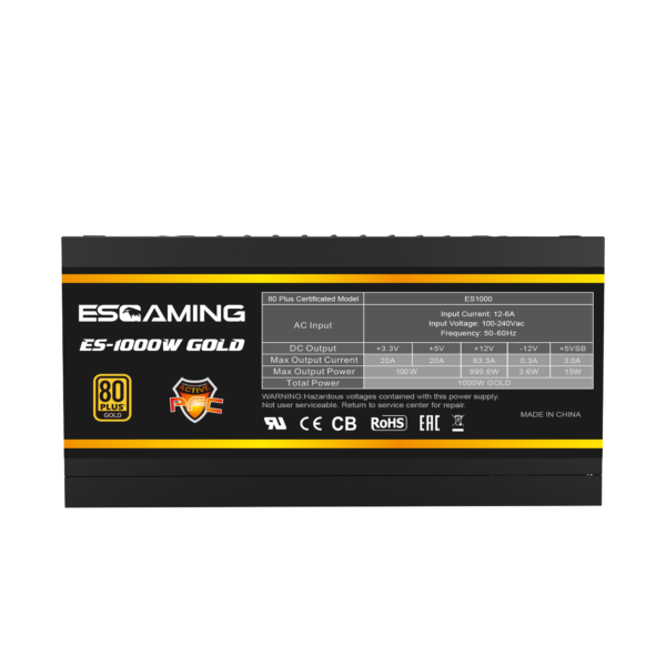 Esgaming Fuente Poder 1000W 80 PLUS Gold Modular ES-1000W Gold
