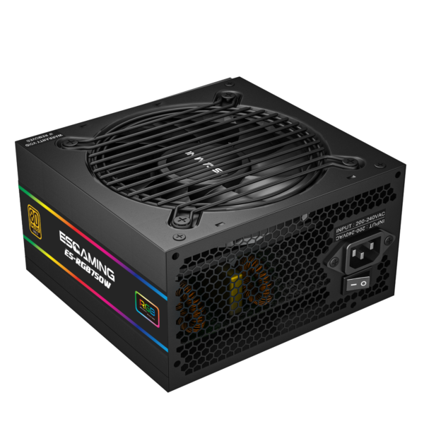 Esgaming Fuente Poder 750W 80 PLUS Gold ES-RGB750WG