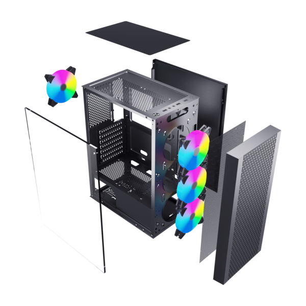 Esgaming Gabinete Gamer F22-BK 4 Fan ARGB