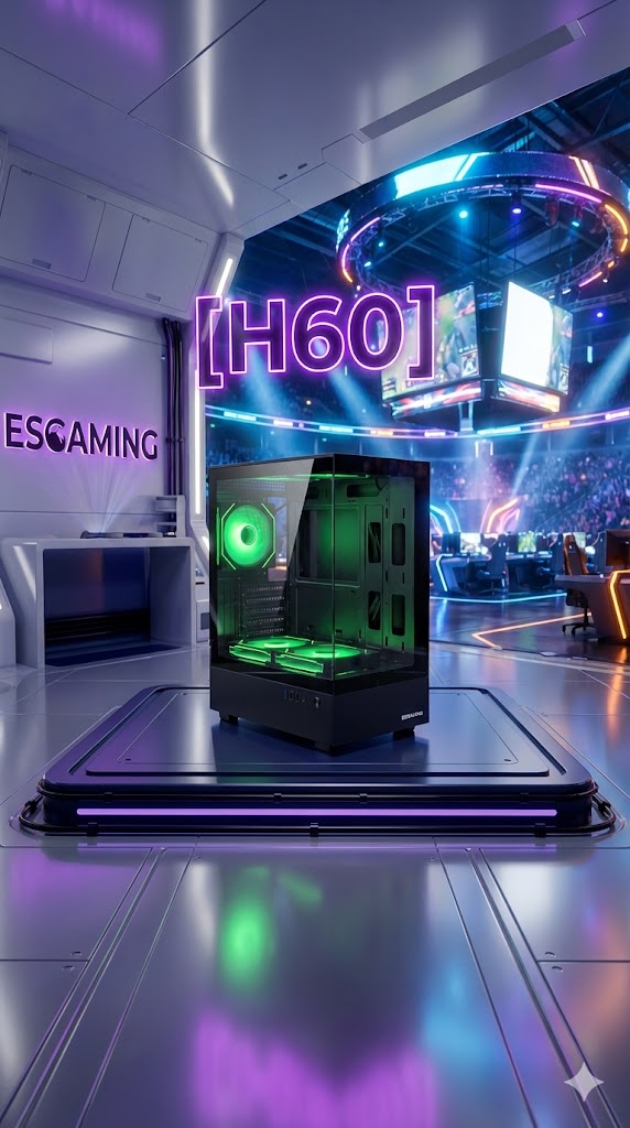 Esgaming Gabinete Gamer H60-BK 5 Fan ARGB