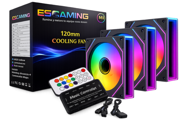 Esgaming Ventilador 120MM ARGB Kit 3 Unidades EZ-A18 ARGB Fan Set
