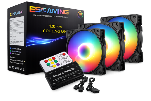 Esgaming Ventilador 120MM ARGB Kit 3 Unidades EZ-A18 ARGB Fan Set