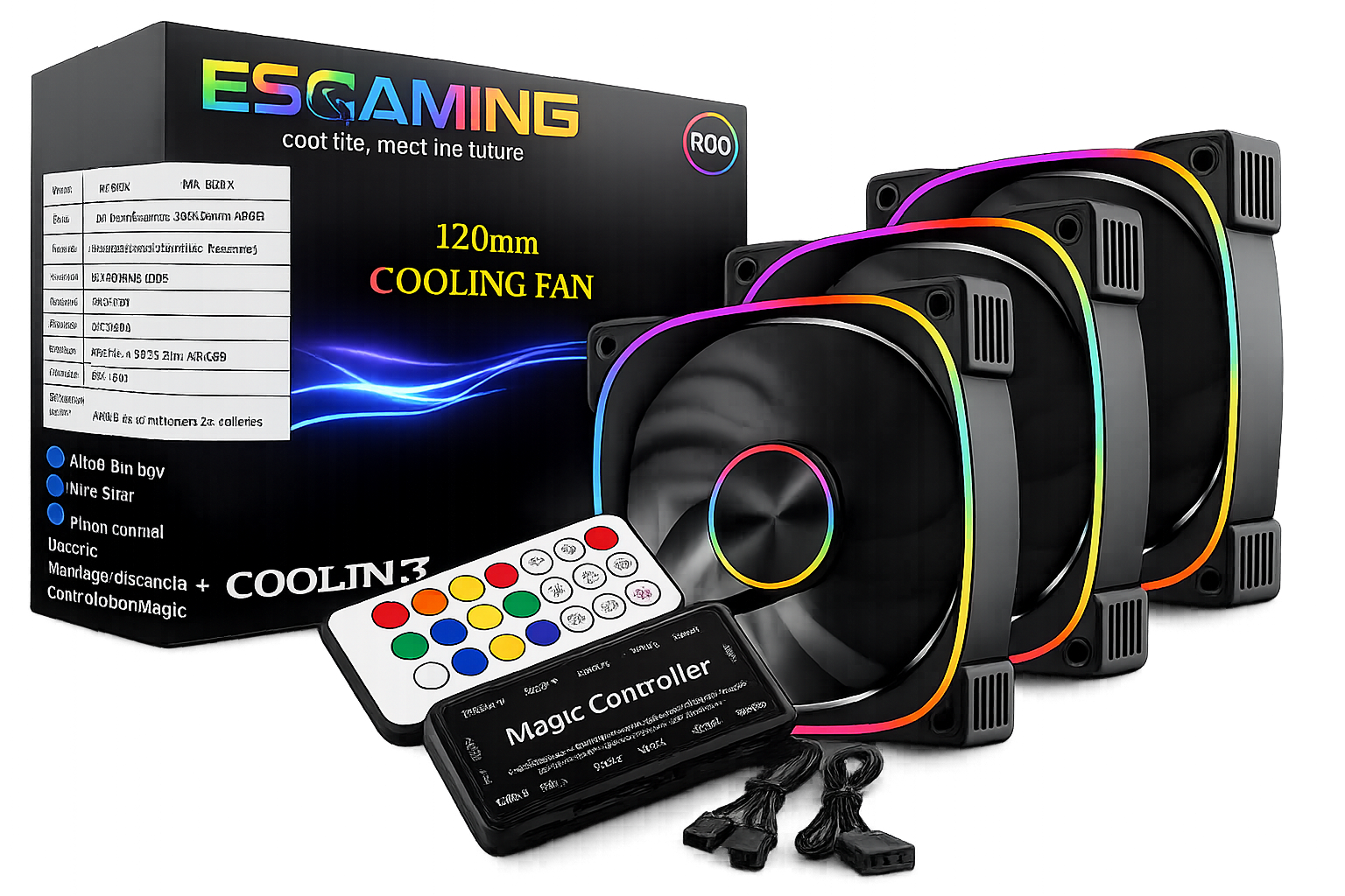 Esgaming Ventilador 120MM ARGB Kit 3 Unidades EZ-08 ARGB Fan Set