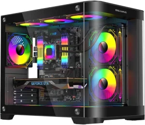 ESGAMING GABINETE GAMER VIPER MATX BLACK ARGB (5 FAN) 2 FAN MB/ 2 FAN ABAJO, 1 FAN TRASERO S/ FUENTE/ USB 3.0/ USB C