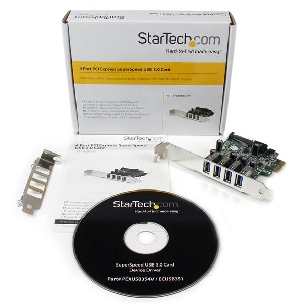 StarTech.com Tarjeta Adaptador PCI Express PCI-E USB 3.0 (5Gbps) con UASP de 4 Puertos - Alimentación SATA