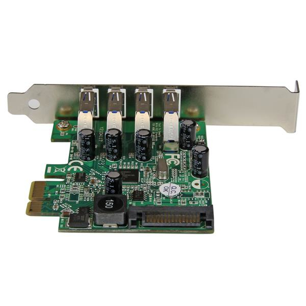StarTech.com Tarjeta Adaptador PCI Express PCI-E USB 3.0 (5Gbps) con UASP de 4 Puertos - Alimentación SATA
