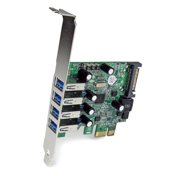StarTech.com Tarjeta Adaptador PCI Express PCI-E USB 3.0 (5Gbps) con UASP de 4 Puertos - Alimentación SATA