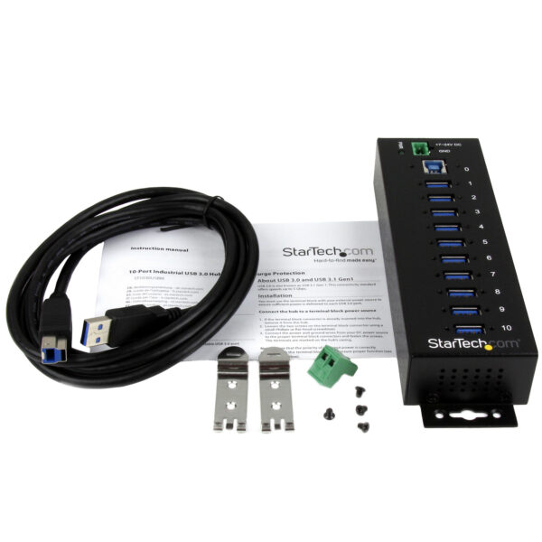 StarTech.com 10 Port Industrial USB 3.0 Hub - Metal