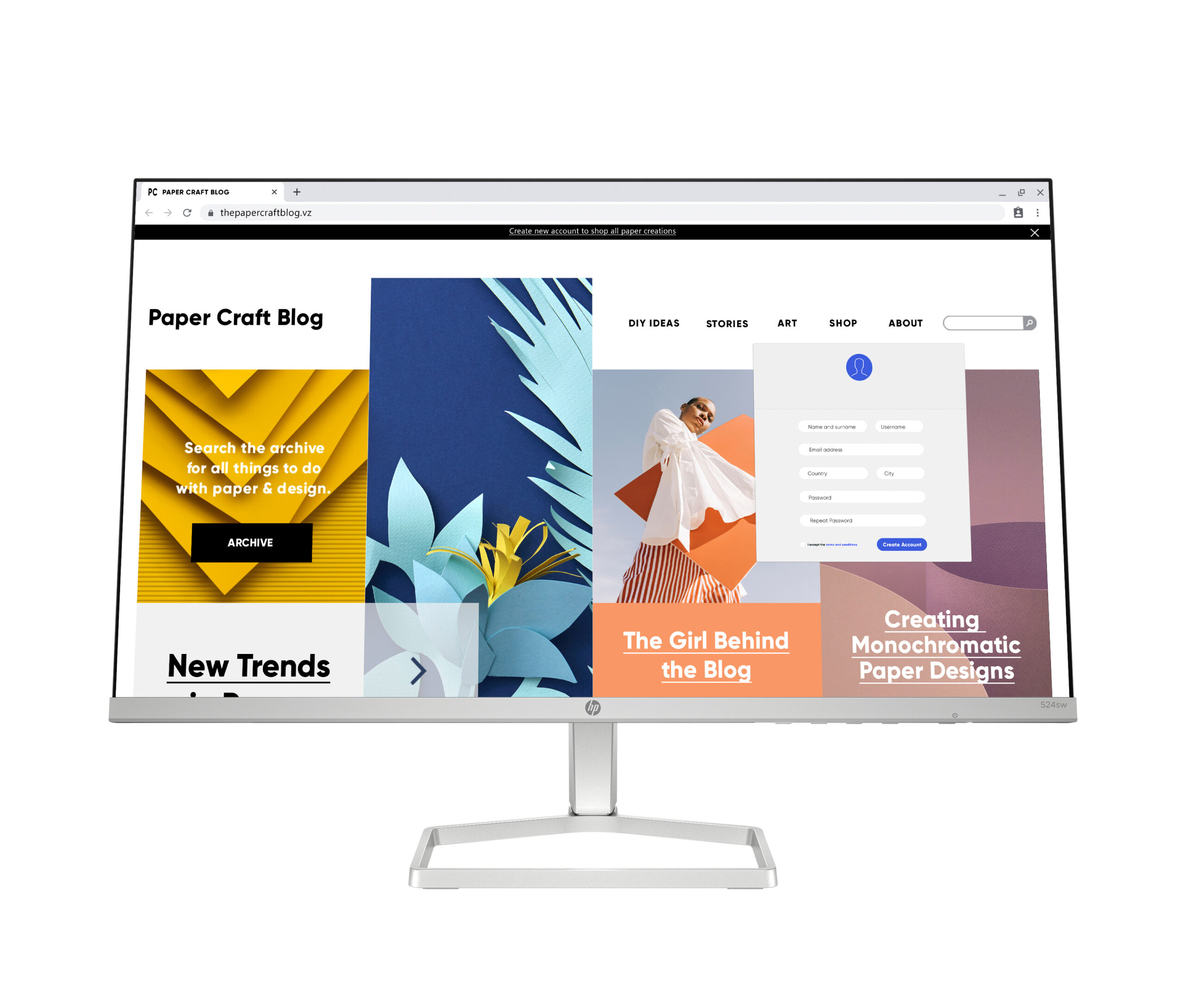 HP Series 5 23,8" White Monitor 524SW
