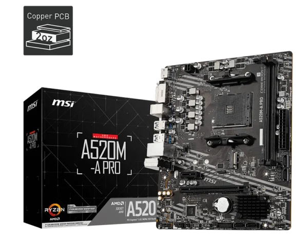 MSI Tarjeta Madre A520M A Pro AM4 DDR4