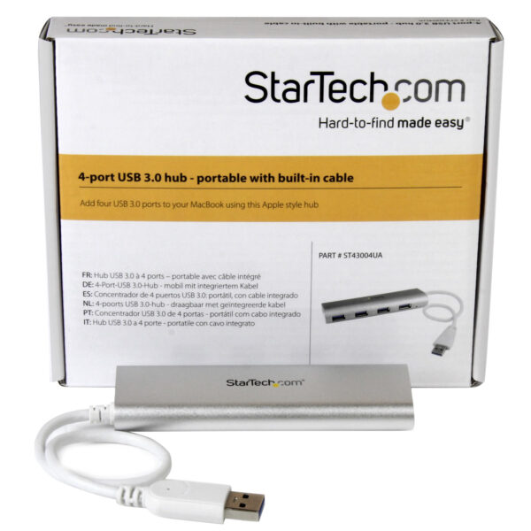 StarTech.com Hub Ladrón USB 3.0 de 4 Puertos - Hub Concentrador USB-A - Alimentado por el Bus - 5Gbps - Hub USB Portátil - Carcasa Resistente